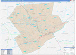 East Stroudsburg Metro Area Wall Map Color Cast Style 2024